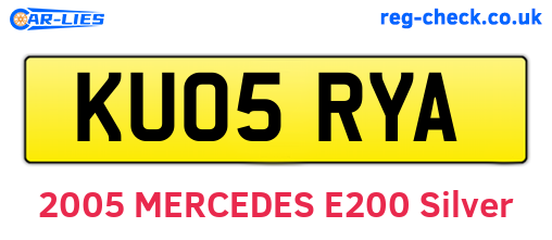 KU05RYA are the vehicle registration plates.