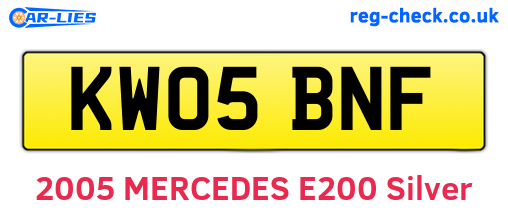 KW05BNF are the vehicle registration plates.