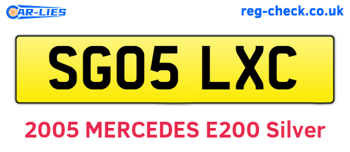 SG05LXC are the vehicle registration plates.