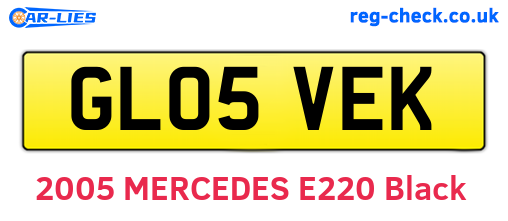 GL05VEK are the vehicle registration plates.