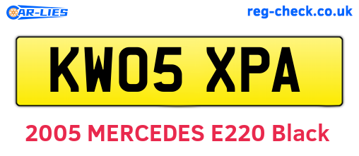 KW05XPA are the vehicle registration plates.