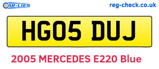HG05DUJ are the vehicle registration plates.