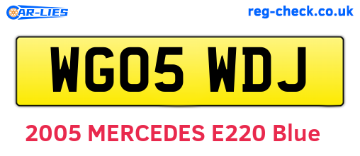 WG05WDJ are the vehicle registration plates.