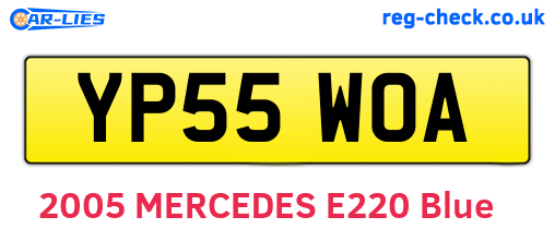 YP55WOA are the vehicle registration plates.