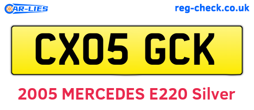 CX05GCK are the vehicle registration plates.