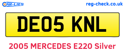 DE05KNL are the vehicle registration plates.