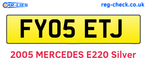 FY05ETJ are the vehicle registration plates.