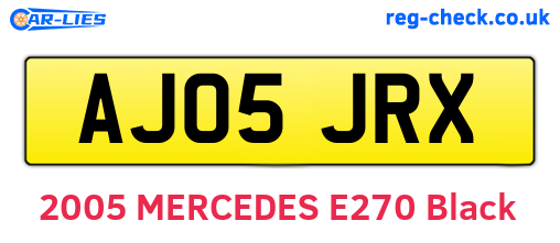 AJ05JRX are the vehicle registration plates.