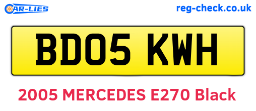 BD05KWH are the vehicle registration plates.