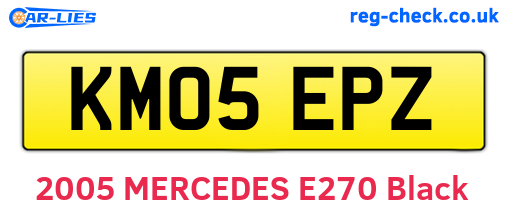 KM05EPZ are the vehicle registration plates.