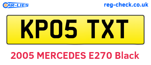 KP05TXT are the vehicle registration plates.