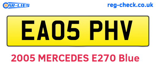 EA05PHV are the vehicle registration plates.