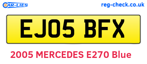 EJ05BFX are the vehicle registration plates.