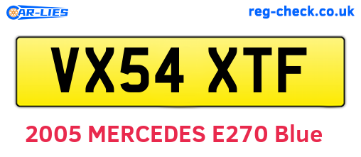 VX54XTF are the vehicle registration plates.