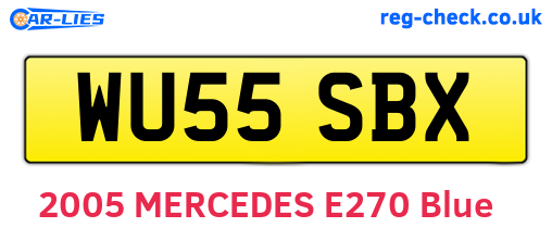 WU55SBX are the vehicle registration plates.