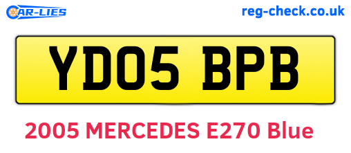 YD05BPB are the vehicle registration plates.