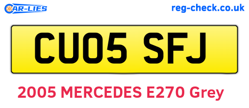 CU05SFJ are the vehicle registration plates.