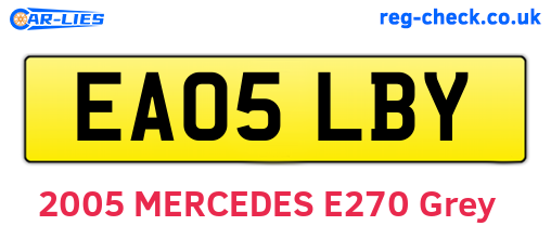 EA05LBY are the vehicle registration plates.
