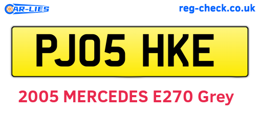 PJ05HKE are the vehicle registration plates.