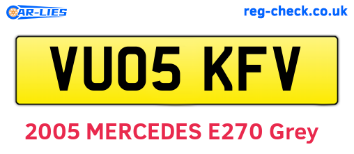 VU05KFV are the vehicle registration plates.