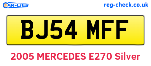 BJ54MFF are the vehicle registration plates.