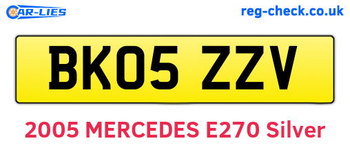BK05ZZV are the vehicle registration plates.