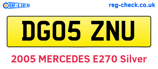 DG05ZNU are the vehicle registration plates.