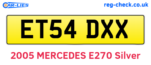 ET54DXX are the vehicle registration plates.