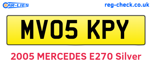 MV05KPY are the vehicle registration plates.