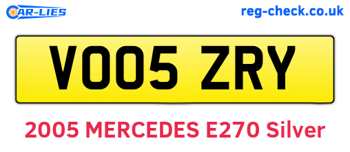 VO05ZRY are the vehicle registration plates.