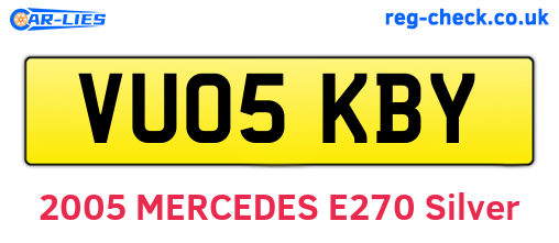 VU05KBY are the vehicle registration plates.