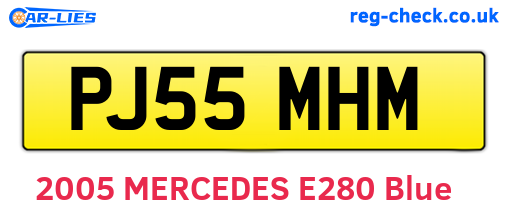 PJ55MHM are the vehicle registration plates.