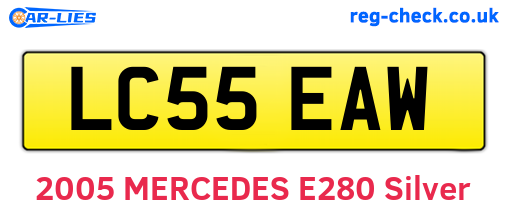 LC55EAW are the vehicle registration plates.