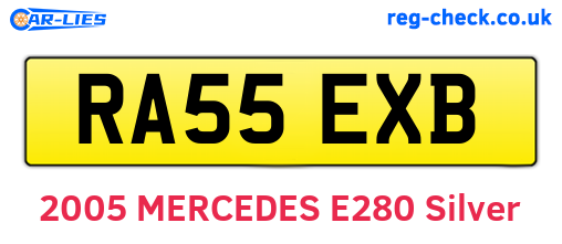 RA55EXB are the vehicle registration plates.