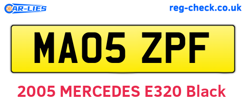 MA05ZPF are the vehicle registration plates.
