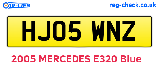 HJ05WNZ are the vehicle registration plates.