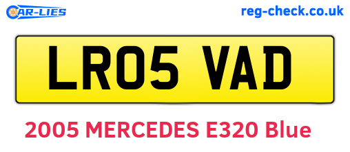 LR05VAD are the vehicle registration plates.