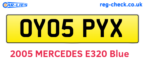 OY05PYX are the vehicle registration plates.