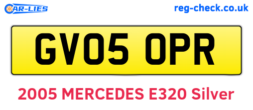 GV05OPR are the vehicle registration plates.