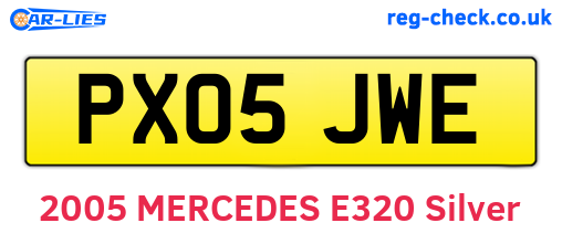 PX05JWE are the vehicle registration plates.