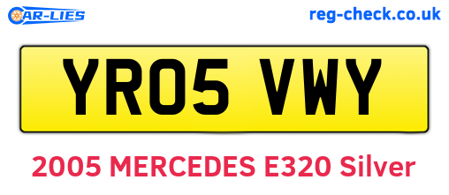 YR05VWY are the vehicle registration plates.