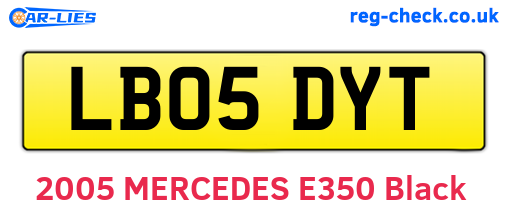 LB05DYT are the vehicle registration plates.