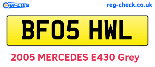 BF05HWL are the vehicle registration plates.
