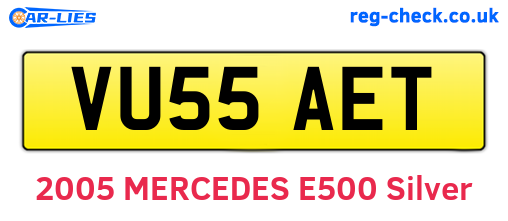 VU55AET are the vehicle registration plates.