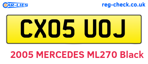 CX05UOJ are the vehicle registration plates.