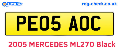 PE05AOC are the vehicle registration plates.