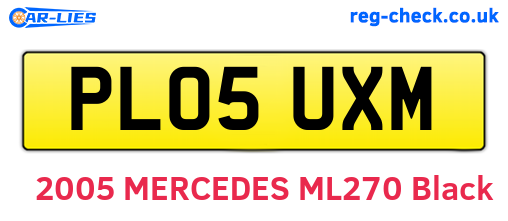 PL05UXM are the vehicle registration plates.