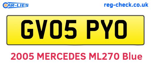 GV05PYO are the vehicle registration plates.