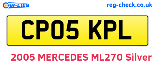 CP05KPL are the vehicle registration plates.