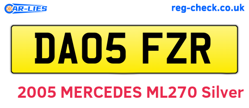 DA05FZR are the vehicle registration plates.